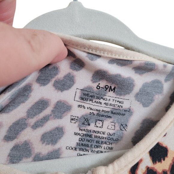 Miozing Bamboo 0-3 Mo Baby Girl Leopard Zippy Pajamas Animal‎ Sleeper - Picture 10 of 13